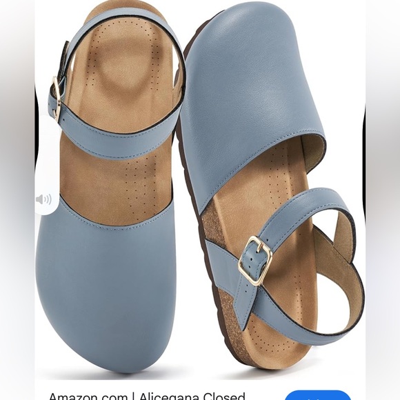 Amazon Shoes - Amazon Women's Light Blue Close-Toe Clogs With Ankle Strap